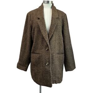 Old Navy Oversized Blazer Herringbone Wool Blend Brown Size XL